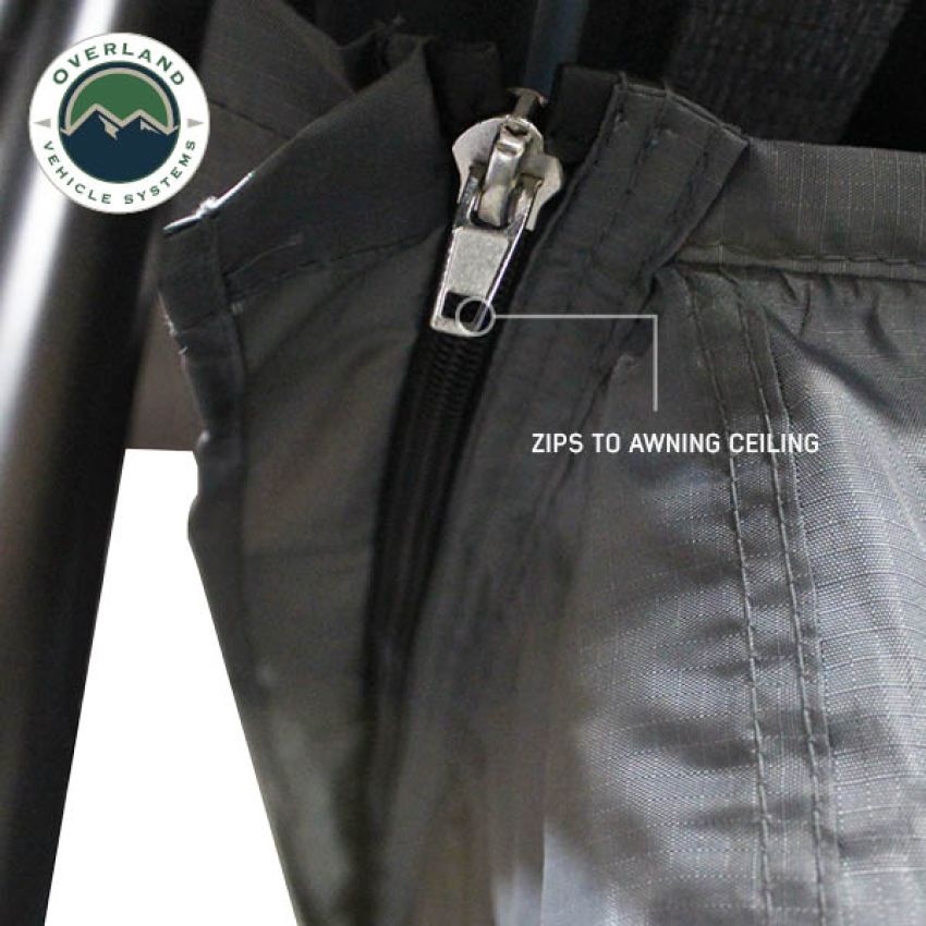 HD Nomadic 2.0 Awning Room Enclosure, Grey Body, Green Trim (4 Walls and Floor) Overland Vehicle Systems