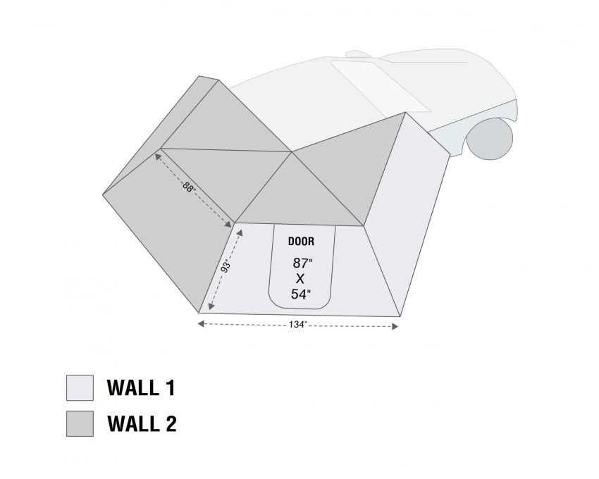 Overland Vehicle Systems Freestanding Passenger Nomadic 270 LT Awning Wall 2 Overland Vehicle Systems