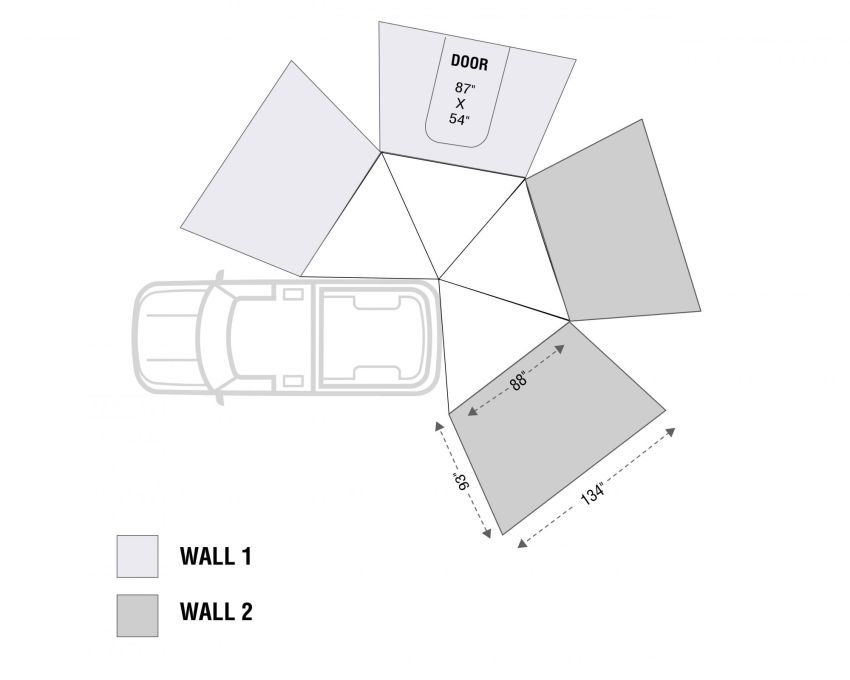 Overland Vehicle Systems Freestanding Passenger Nomadic 270 LT Awning Wall 2 Overland Vehicle Systems