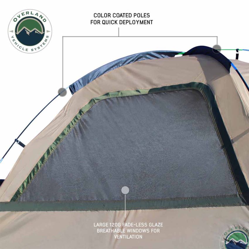 LD TACT - Bed Tent Full Size 6.5 Foot, Tan Body and Green Rainfly Overland Vehicle Systems