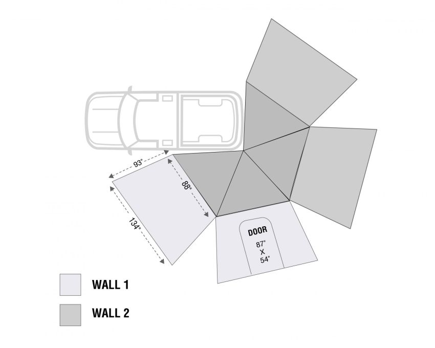 Shop Overland Vehicle Systems Freestanding Driver Side Nomadic 270 LT Awning Wall 1 Overland Vehicle Systems