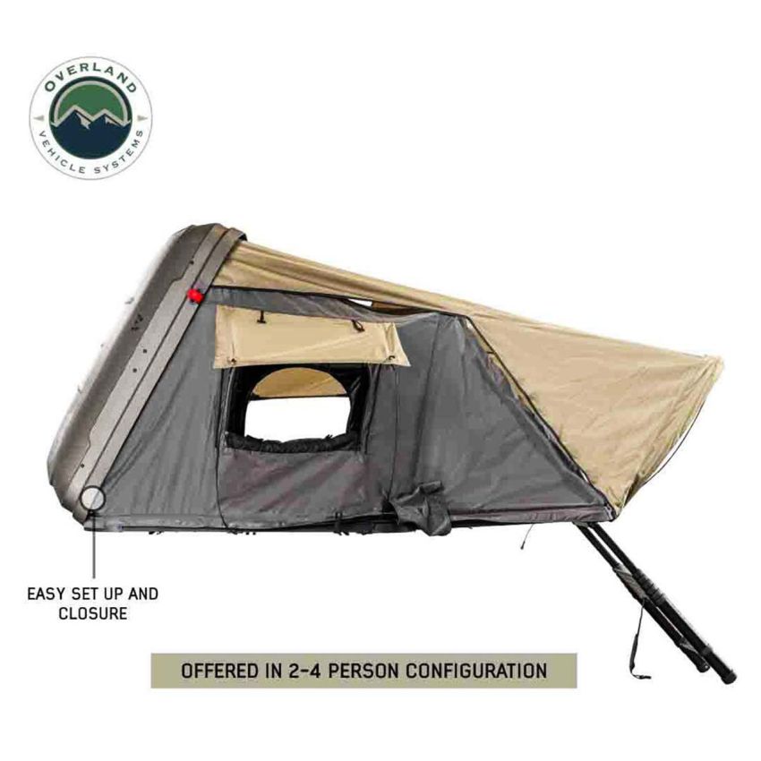HD Bundu 4 - Hard Shell Roof Top Tent, 4 Person, Grey Body and Black Rainfly Overland Vehicle Systems