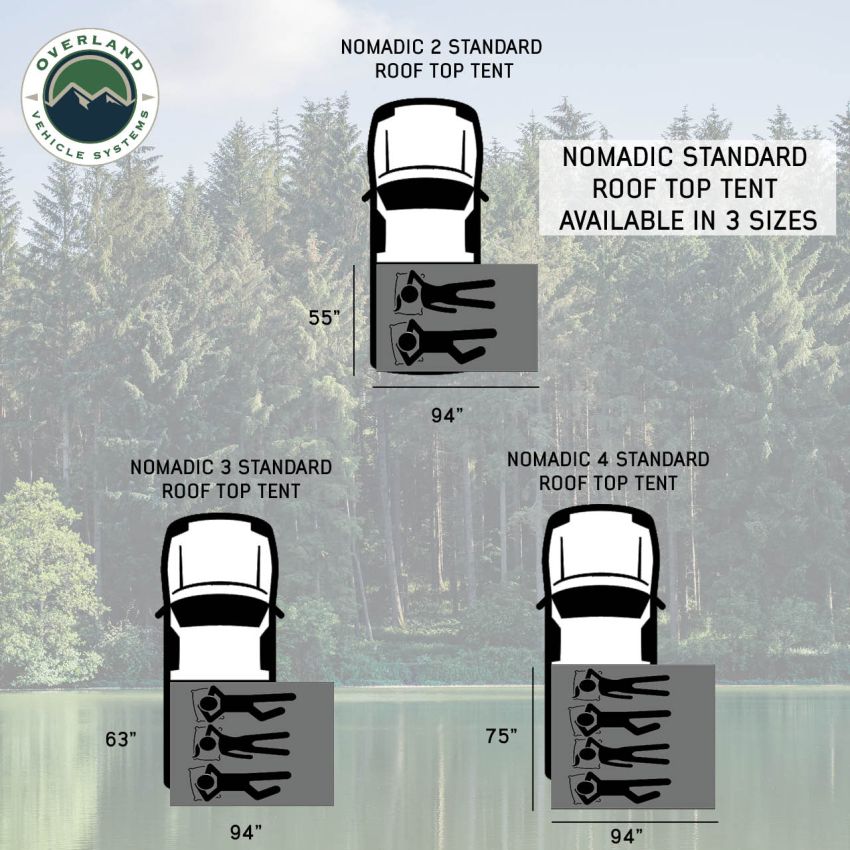 Nomadic 3 Standard Roof Top Tent 3 Person Roof Top Tent Overland Vehicle Systems