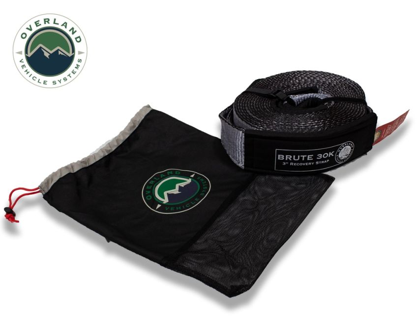 Tow Strap 30 30,000 lb. 3 x 30' Gray Storage Bag Overland Vehicle Systems