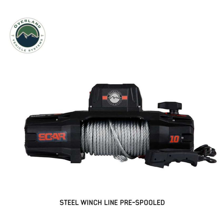 SCAR 10 - 10,000 lb. Winch With Steel Cable and Wireless Remote Overland Vehicle Systems
