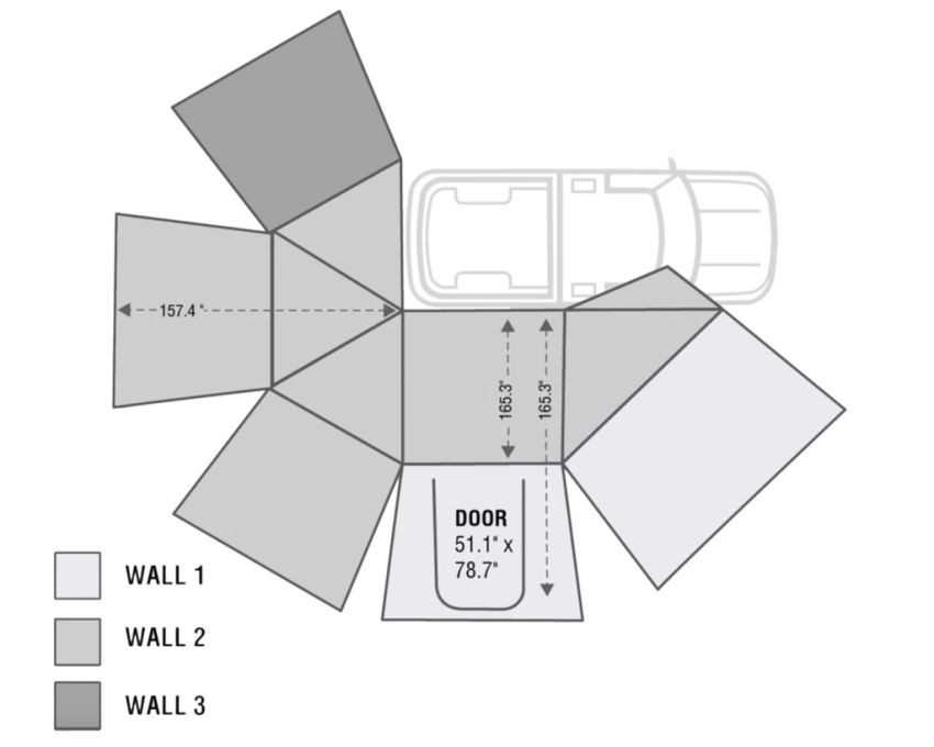 Nomadic Awning 270 Awning with Walls Passenger Overland Vehicle Systems
