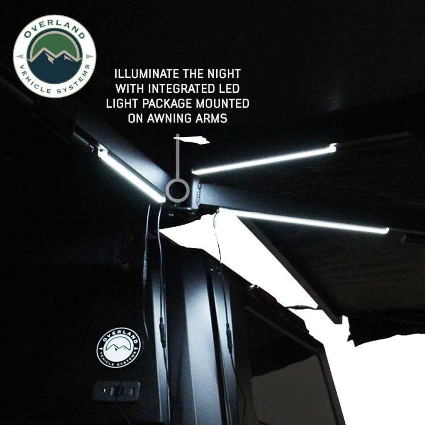 XD Nomadic 270 - Awning W/Lights and Black Out , Driver Side, Black Body, Black Trim and Black Travel Cover Overland Vehicle Systems