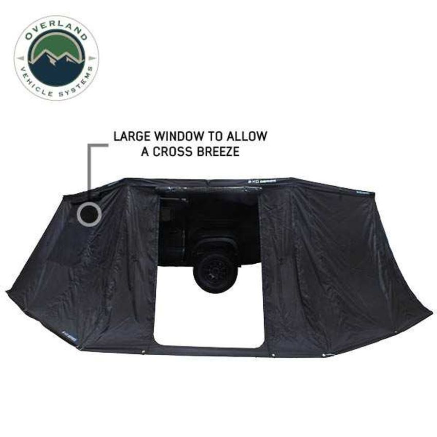 XD Nomadic 270 - Awning Wall 1 W/Black Out, Passenger Side, Black Body, Black Trim W/Storage Bag Overland Vehicle Systems