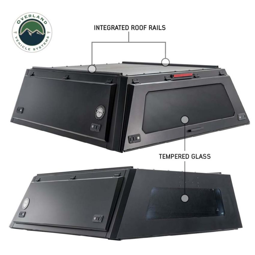 Expedition Truck Cap W/Full Wing Doors, Front and Rear Windows and 3rd Brake Light 09-24 Ford F150 5.5 Foot Bed Overland Vehicle Systems