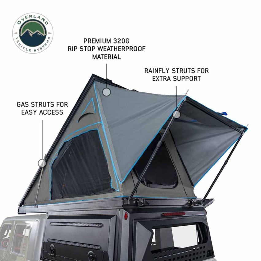 MagPak Camper W/Tent, Lights, Rear Molle Panel, Side Tie Downs, Front and Rear Windows 19-24 Ford Ranger 5 Foot Bed Overland Vehicle Systems