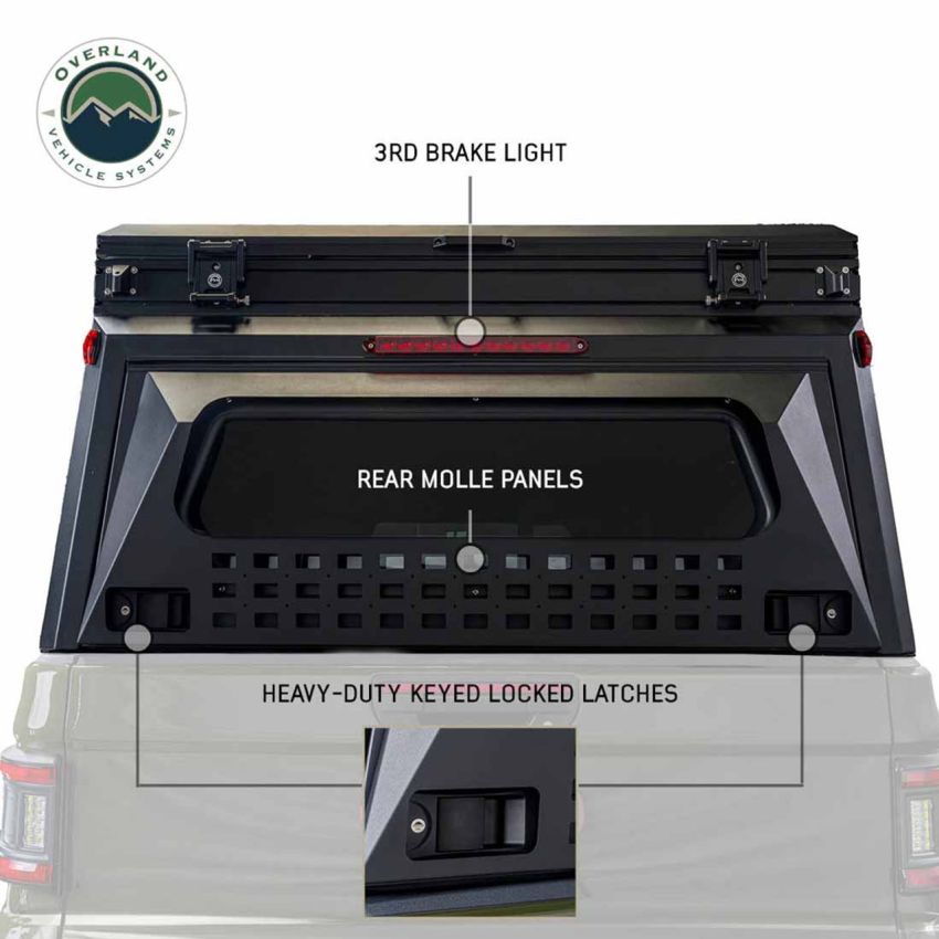 MagPak Camper W/Tent, Lights, Rear Molle Panel, Side Tie Downs, Front and Rear Windows 19-24 Ford Ranger 5 Foot Bed Overland Vehicle Systems