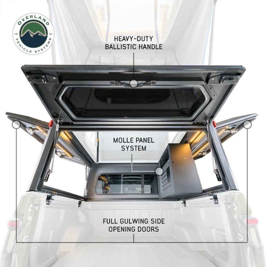 MagPak Camper W/Tent, Lights, Rear Molle Panel, Side Tie Downs, Front and Rear Windows 19-24 Ford Ranger 5 Foot Bed Overland Vehicle Systems