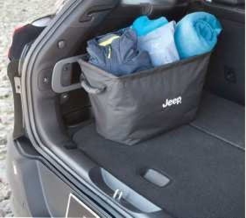 Genuine OEM 82213732 Black Soft Collapsible Storage Tote with Jeep Logo, 1 Pack