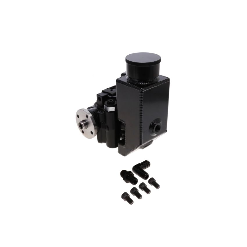 Top Street Performance JM2022BKH GM Type II Style Black Power Steering Pump with 14 oz Aluminum Reservoir and Hub