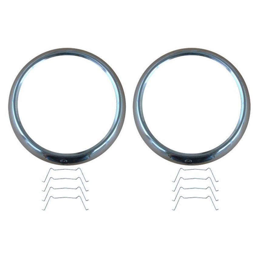 HEADLAMP BEZELS SET W/ FASTENERS; STAINLESS; CHEVROLET PICKUP 47-55
