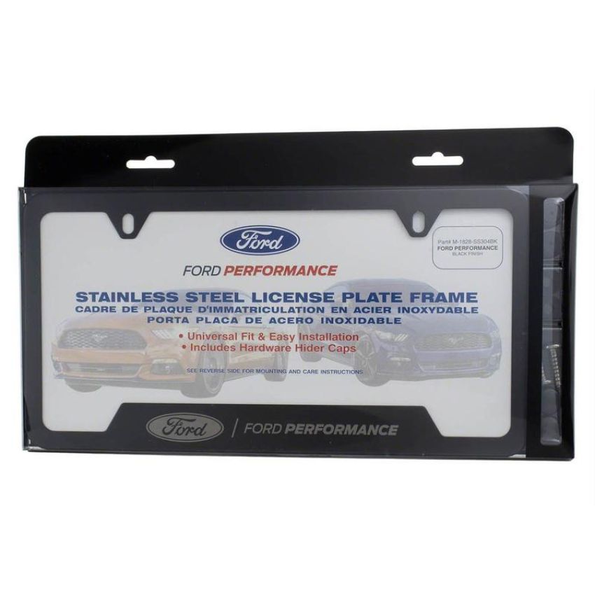 Ford Racing M-1828-SS304BK Ford Performance License Plate Frame-Black Stainless Steel