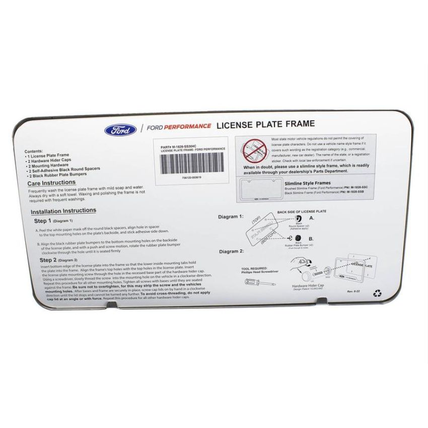 Ford Racing M-1828-SS304C Ford Performance License Plate Frame-Brushed Stainless Steel