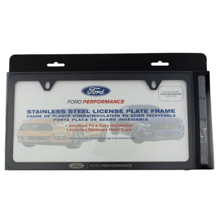 Ford Racing M-1828-SSB Ford Performance Slim License Plate Frame-Black Stainless Steel