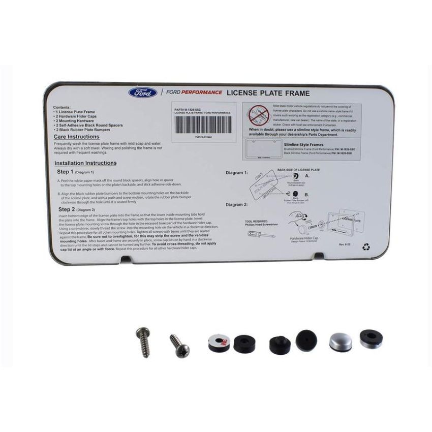 Ford Racing M-1828-SSC Ford Performance Slim License Plate Frame-Brushed Stainless Steel