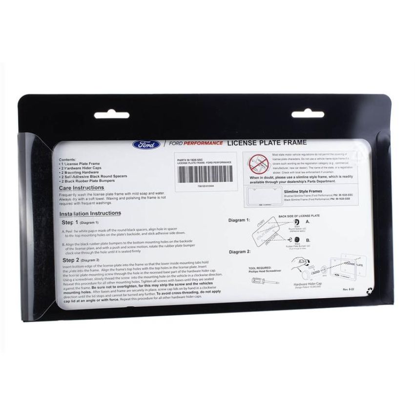 Ford Racing M-1828-SSC Ford Performance Slim License Plate Frame-Brushed Stainless Steel
