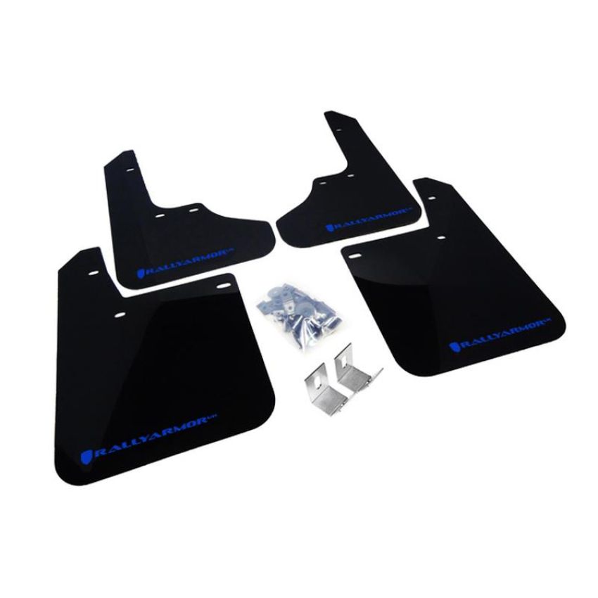 Rally Armor MF2-UR-BLK/BL Black Mud Flap/Blue Logo