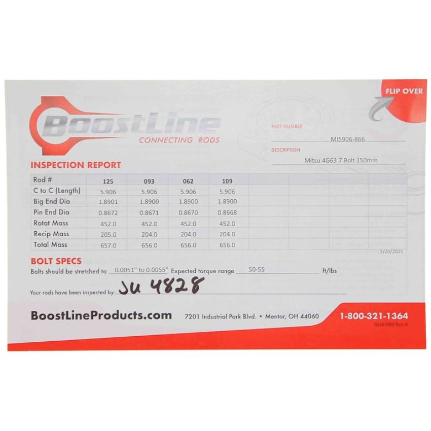 Boostline MI5906866 Connecting Rod Set, Mitsu 4G63 7 Bolt, 150.00 mm Length, ARP2000, Set of 4