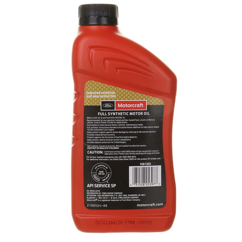 5w30 Motorcraft Synthetic Motor Oil XO5W30Q1FS