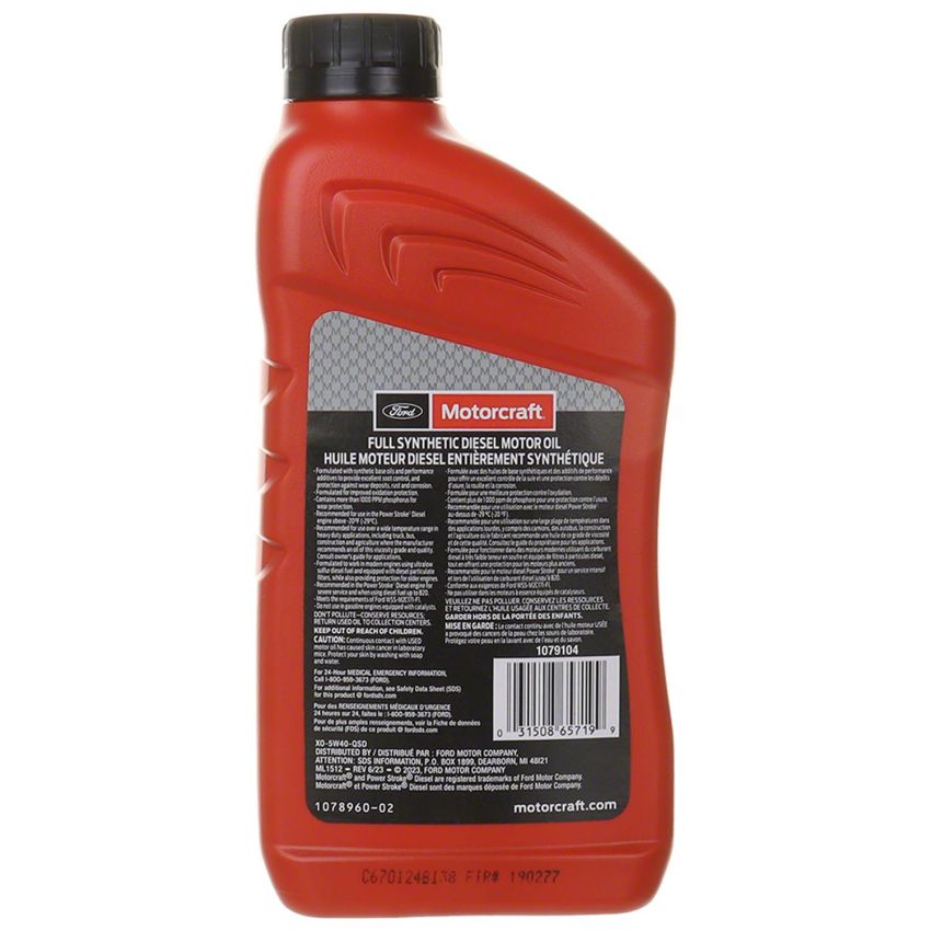 5w40 Motorcraft Synthetic Diesel Motor Oil XO5W40QSD