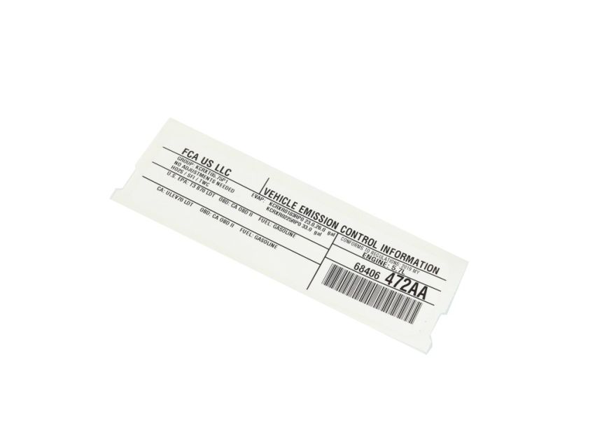 Mopar 68406472AA LABEL, Vehicle Emission Control Information