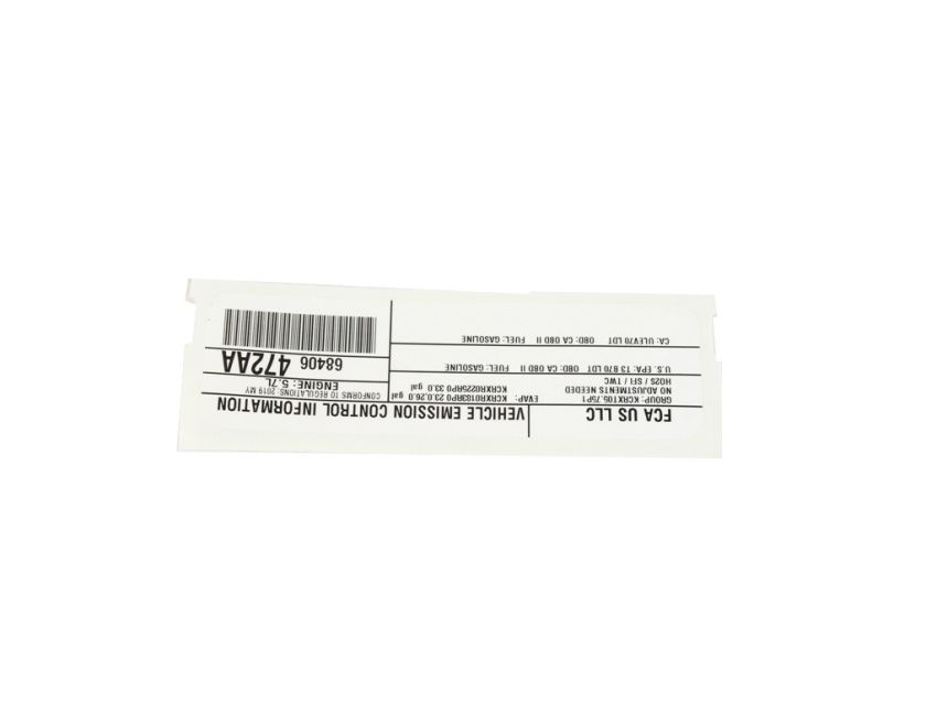 Mopar 68406472AA LABEL, Vehicle Emission Control Information