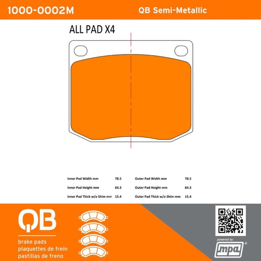 MPA 1000-0002M QB Semi-Metallic Brake Pads