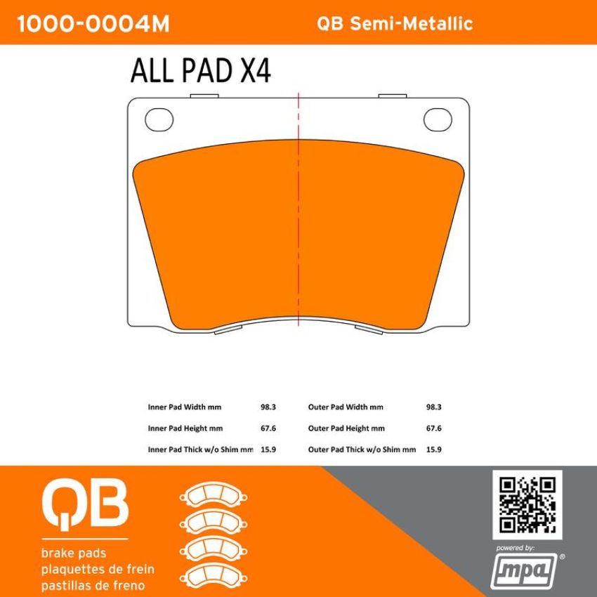 MPA 1000-0004M QB Semi-Metallic Brake Pads