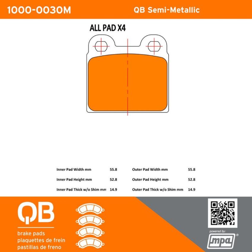 MPA 1000-0030M QB Semi-Metallic Brake Pads