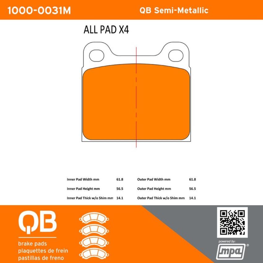 MPA 1000-0031M QB Semi-Metallic Brake Pads