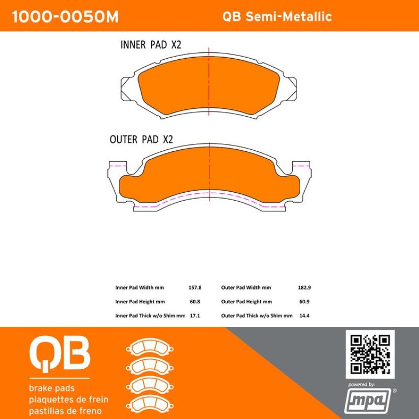 MPA 1000-0050M QB Semi-Metallic Brake Pads