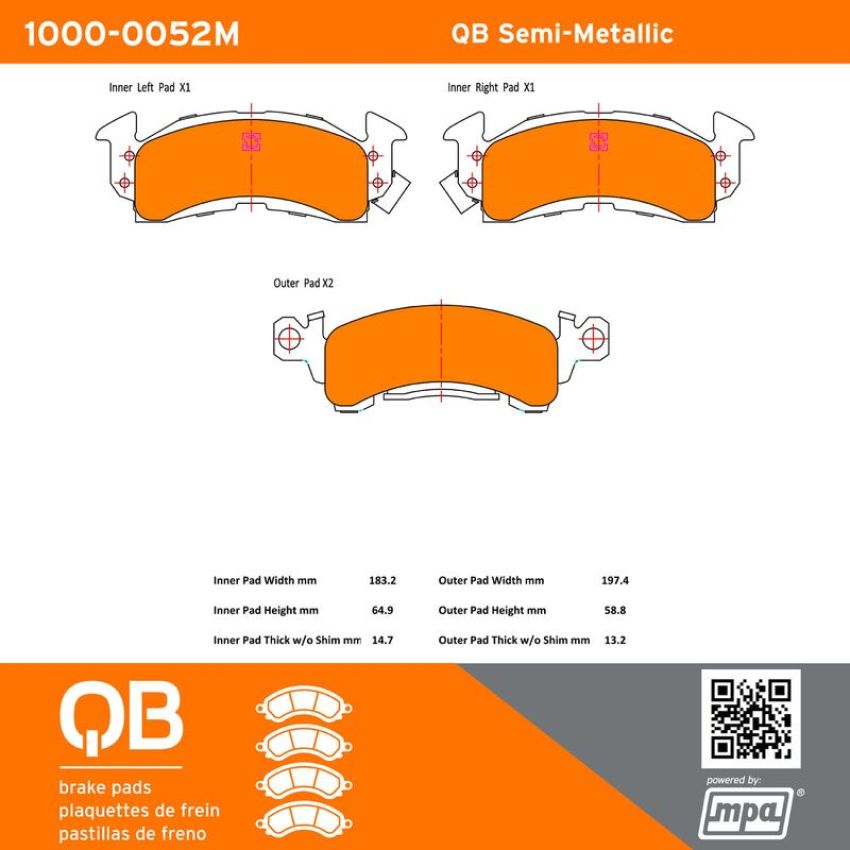 MPA 1000-0052M QB Semi-Metallic Brake Pads