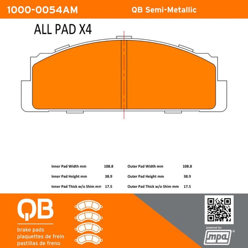 MPA 1000-0054AM QB Semi-Metallic Brake Pads