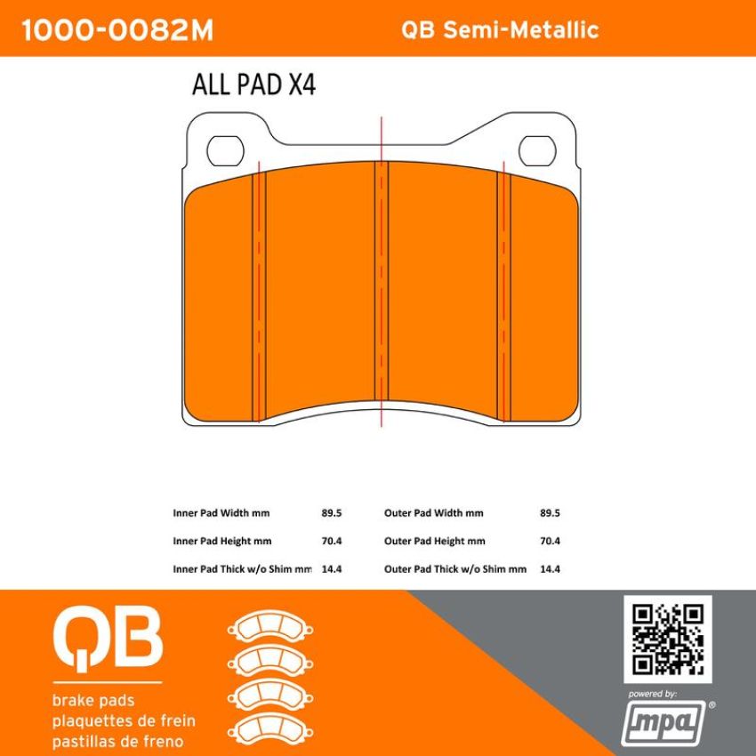MPA 1000-0082M QB Semi-Metallic Brake Pads