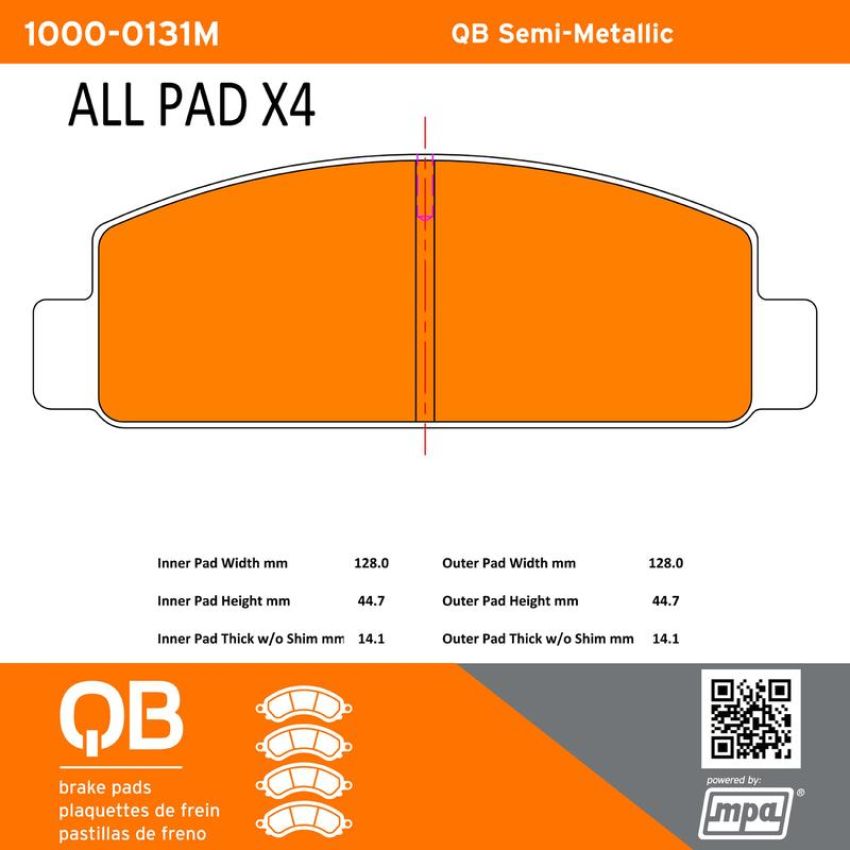 MPA 1000-0131M QB Semi-Metallic Brake Pads