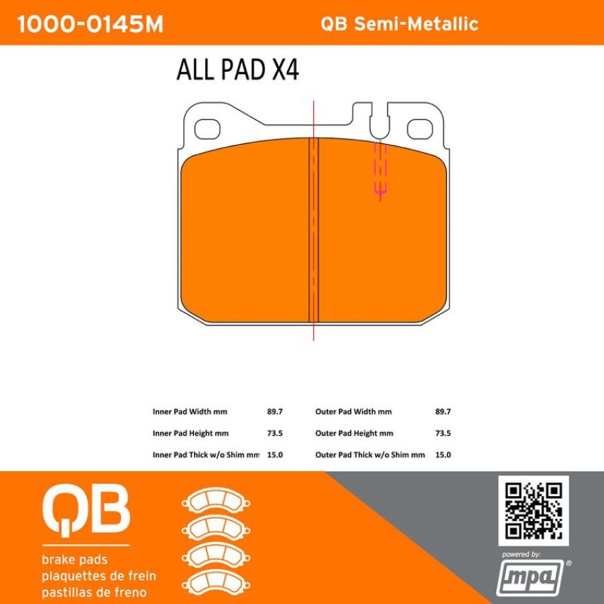 MPA 1000-0145M QB Semi-Metallic Brake Pads