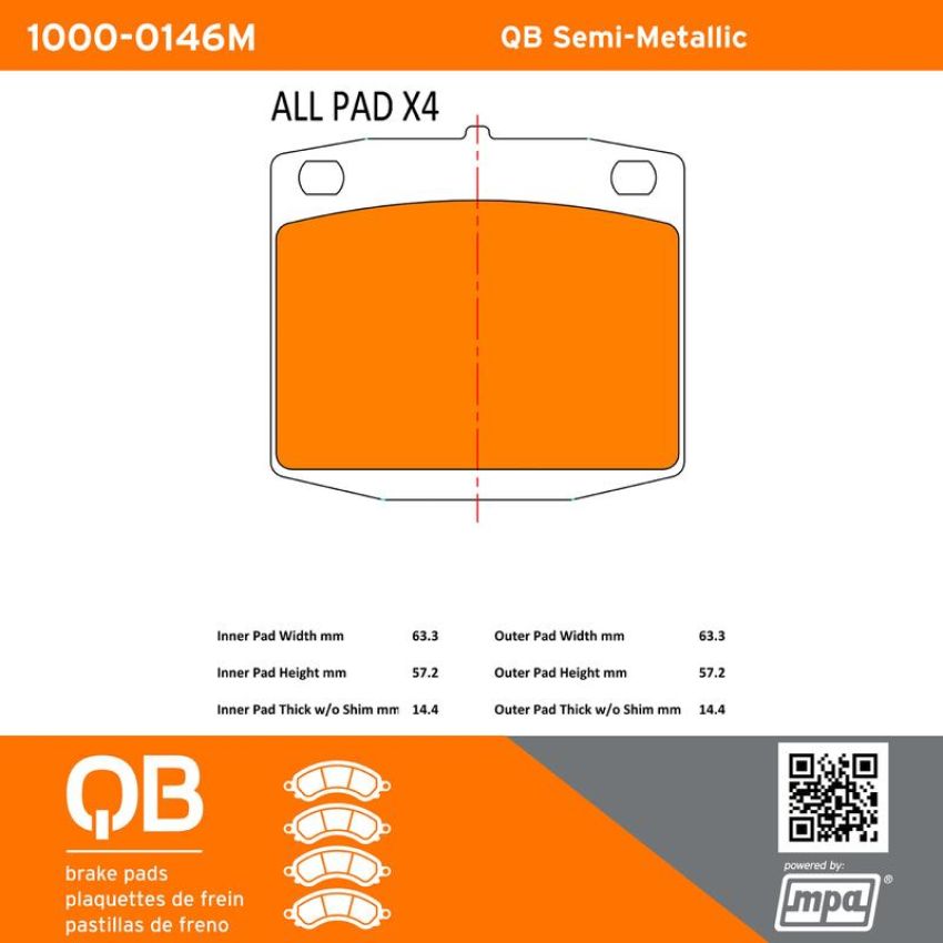 MPA 1000-0146M QB Semi-Metallic Brake Pads