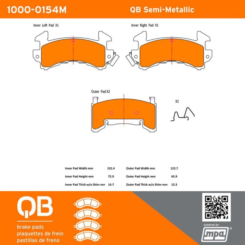 MPA 1000-0154M QB Semi-Metallic Brake Pads
