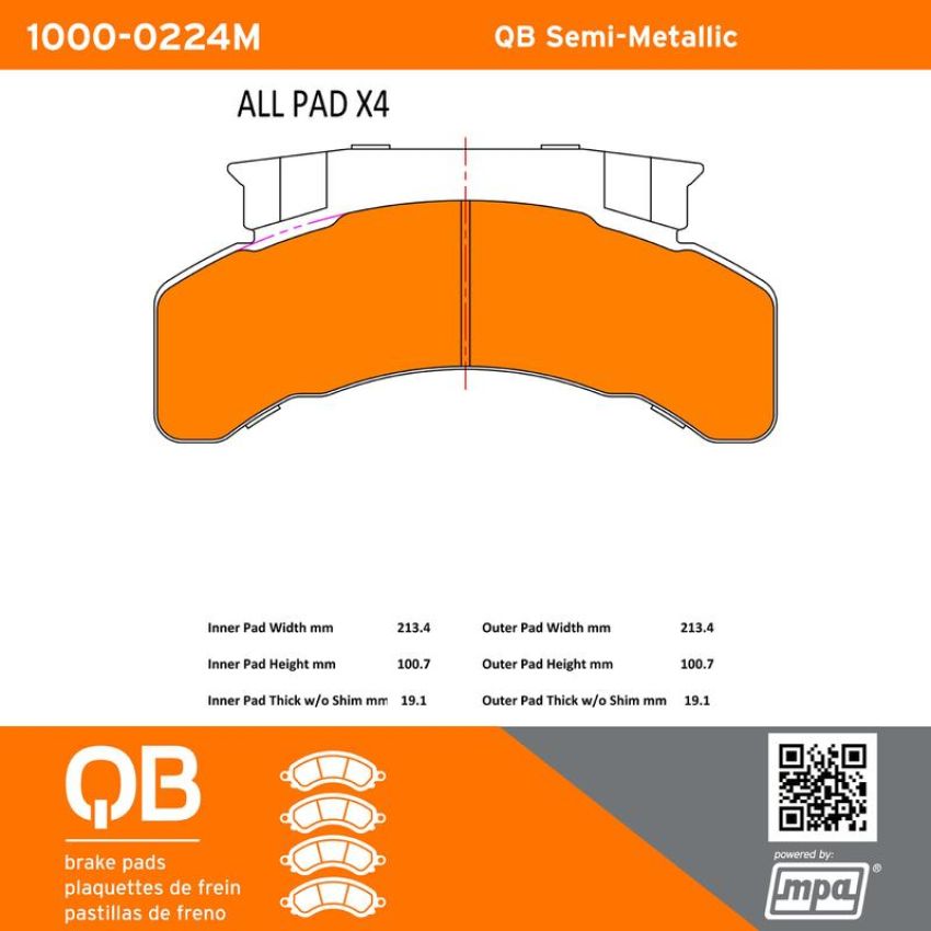 MPA 1000-0224M QB Semi-Metallic Brake Pads