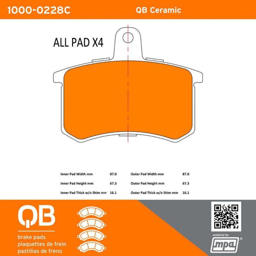 MPA 1000-0228C QB Ceramic Brake Pads