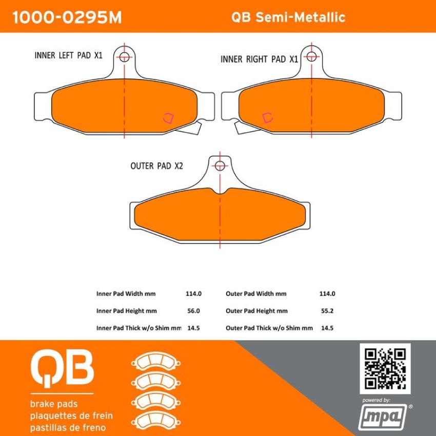 MPA 1000-0295M QB Semi-Metallic Brake Pads