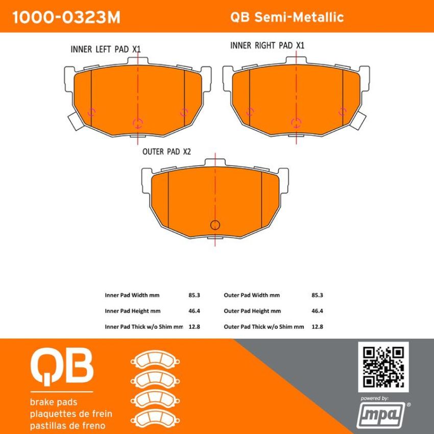 MPA 1000-0323M QB Semi-Metallic Brake Pads