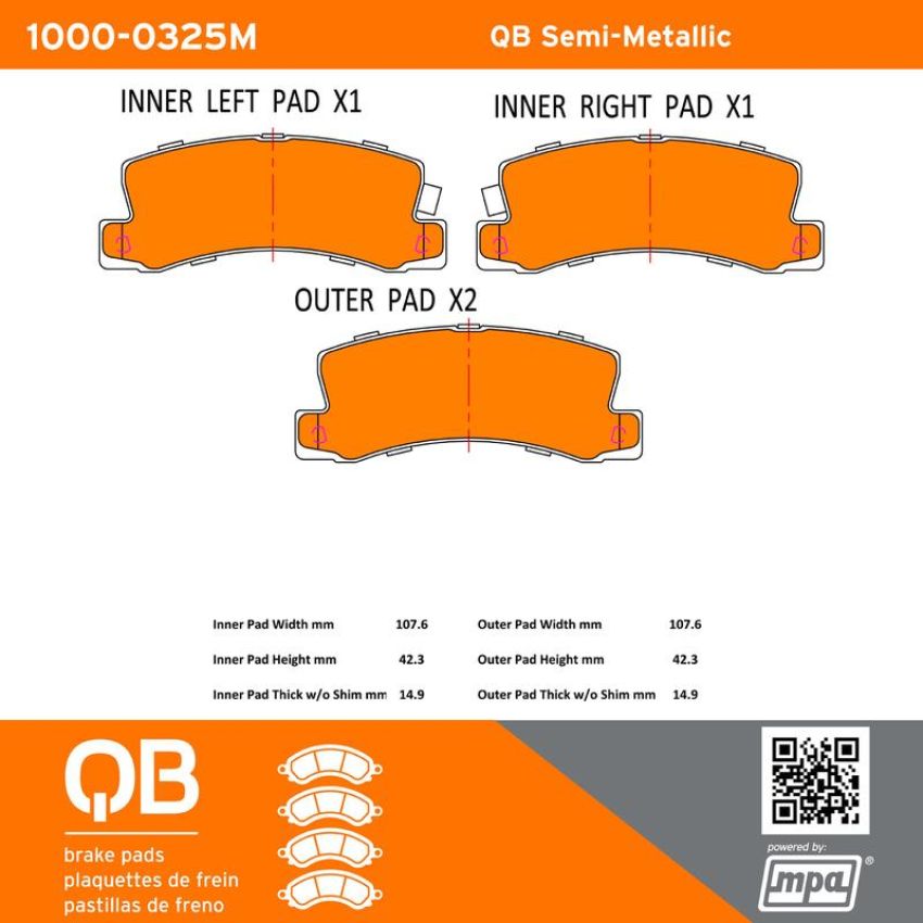 MPA 1000-0325M QB Semi-Metallic Brake Pads