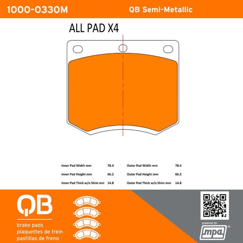 MPA 1000-0330M QB Semi-Metallic Brake Pads