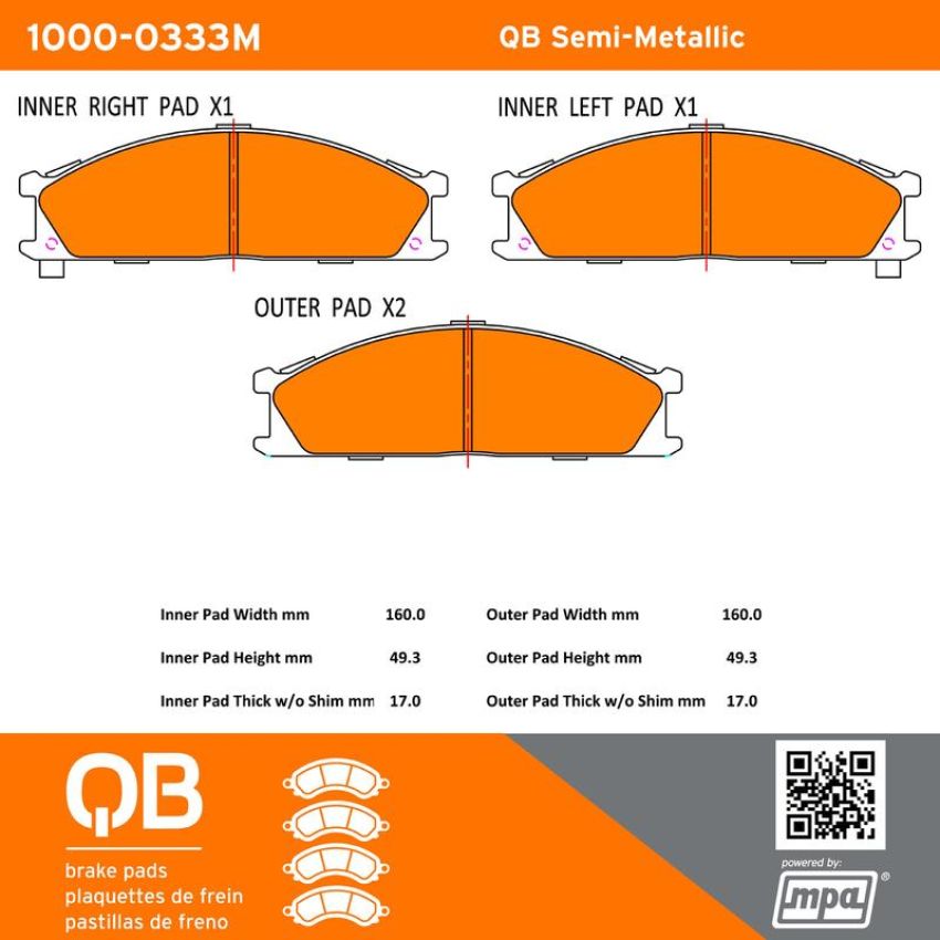 MPA 1000-0333M QB Semi-Metallic Brake Pads