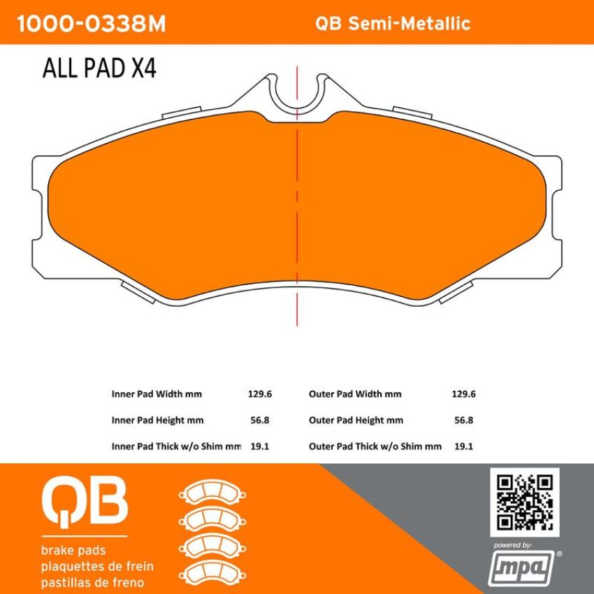 MPA 1000-0338M QB Semi-Metallic Brake Pads